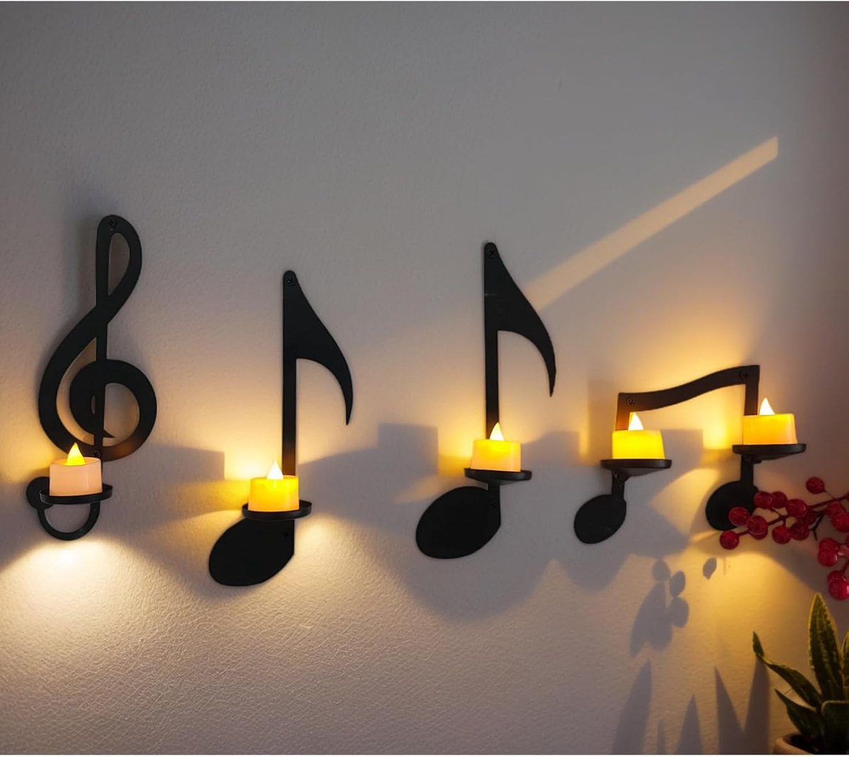 1 set?4 stuks) - kandelaar - Lantaarn - Muzieknoot Kandelaar - Muur Gemonteerde Kaarsensta