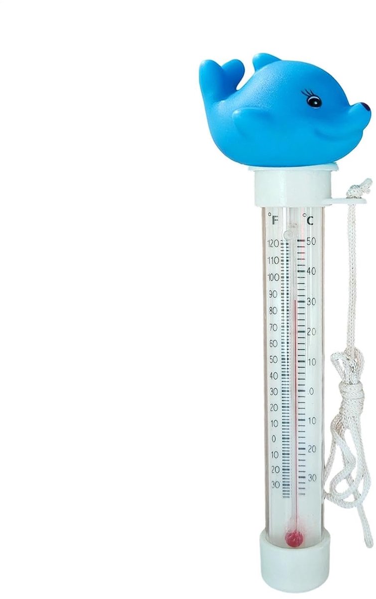 Drijvende Zwembadthermometer - Waterthermometer Spa - Water Temperatuur Meten - Groot Afleesbaar Display - 20 Centimeter - Dolfijn