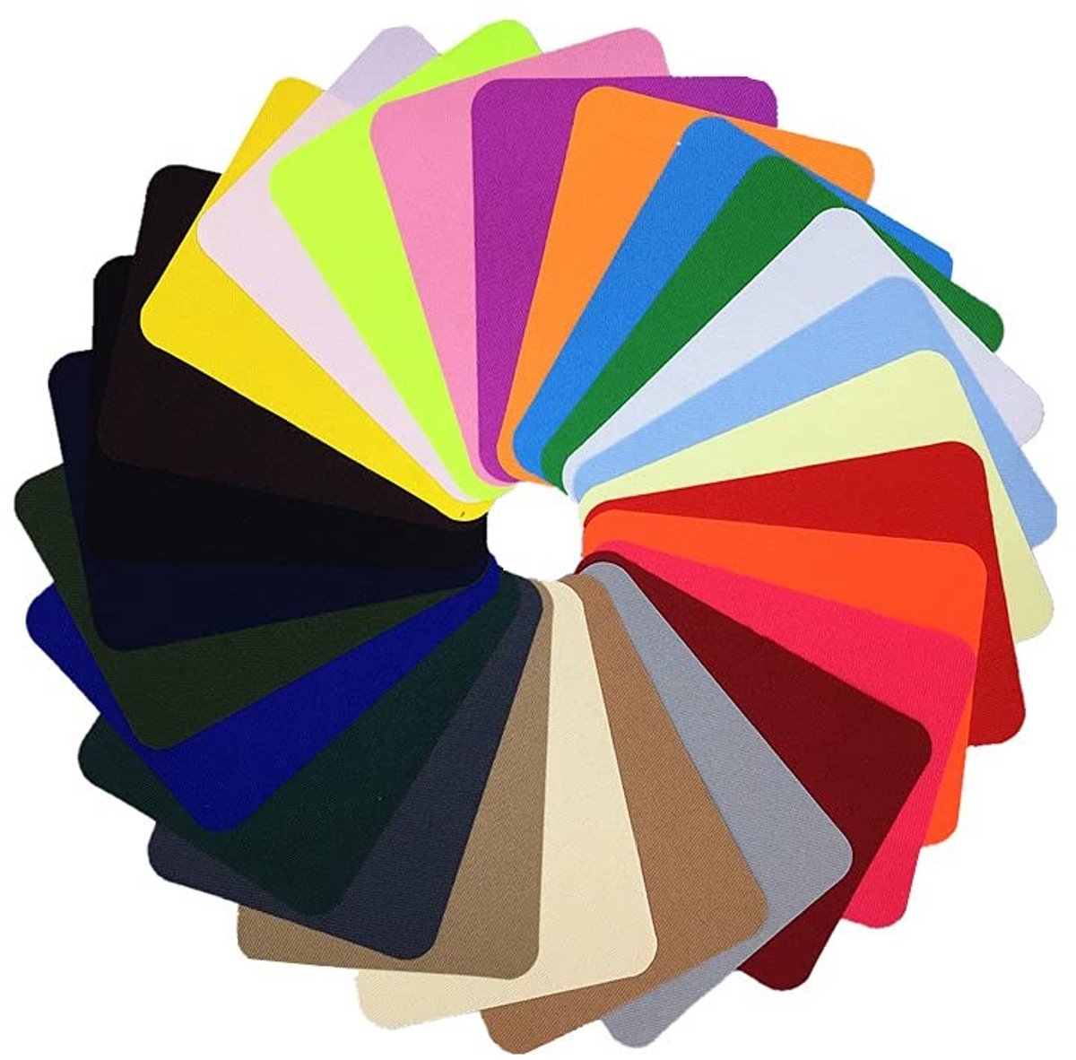 Dailygoods- Strijkpleister 26 Kleuren Kit - Rechthoekige Stofpatches - Keperstof - Decoratie voor Kleding - Afmetingen 9,5 cm x 12,5 cm - Eenvoudig te Gebruiken - Stofpatch