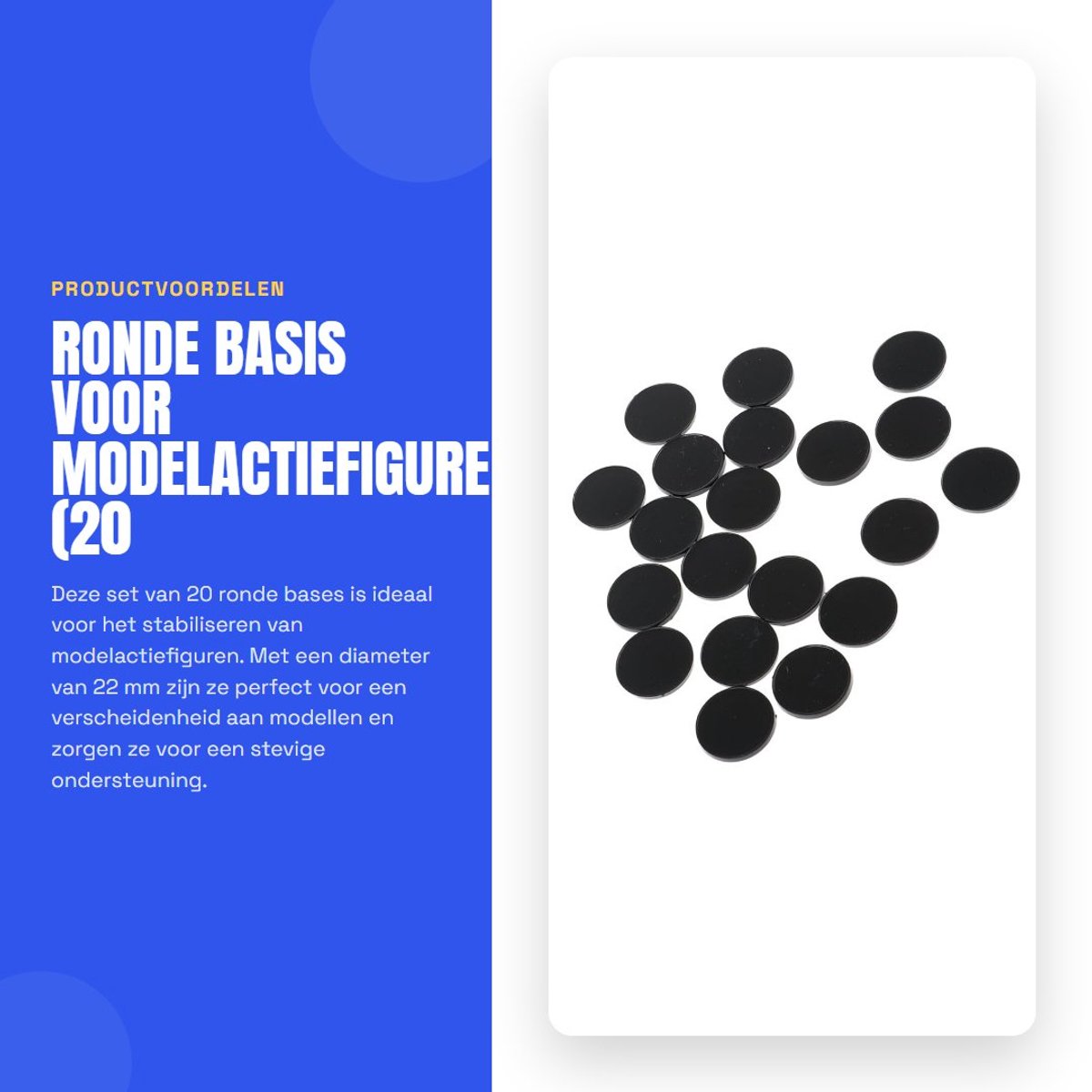 Dailygoods- Platformstandaard Hoge Kwaliteit - Ronde Basis - 20 Stuks - Diameter 22 mm - Zwart - Dichting voor Model Actiefiguren - Figurenstandaard