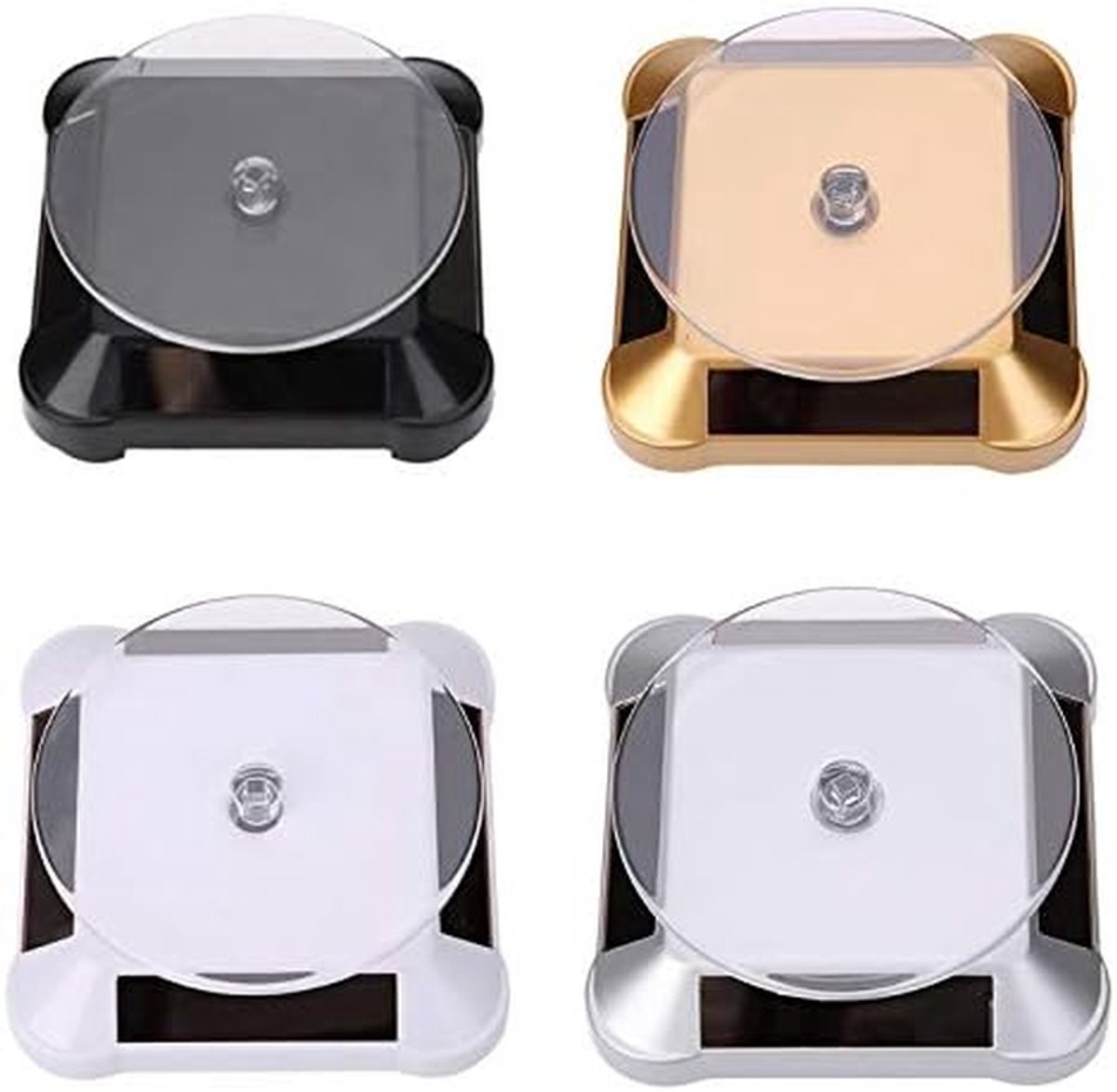 Draaiplateau Display - Draaiplateau Presentatie - Producten Tonen - Zonne-energie Aangedreven - 10x10x4.5cm - Zilver