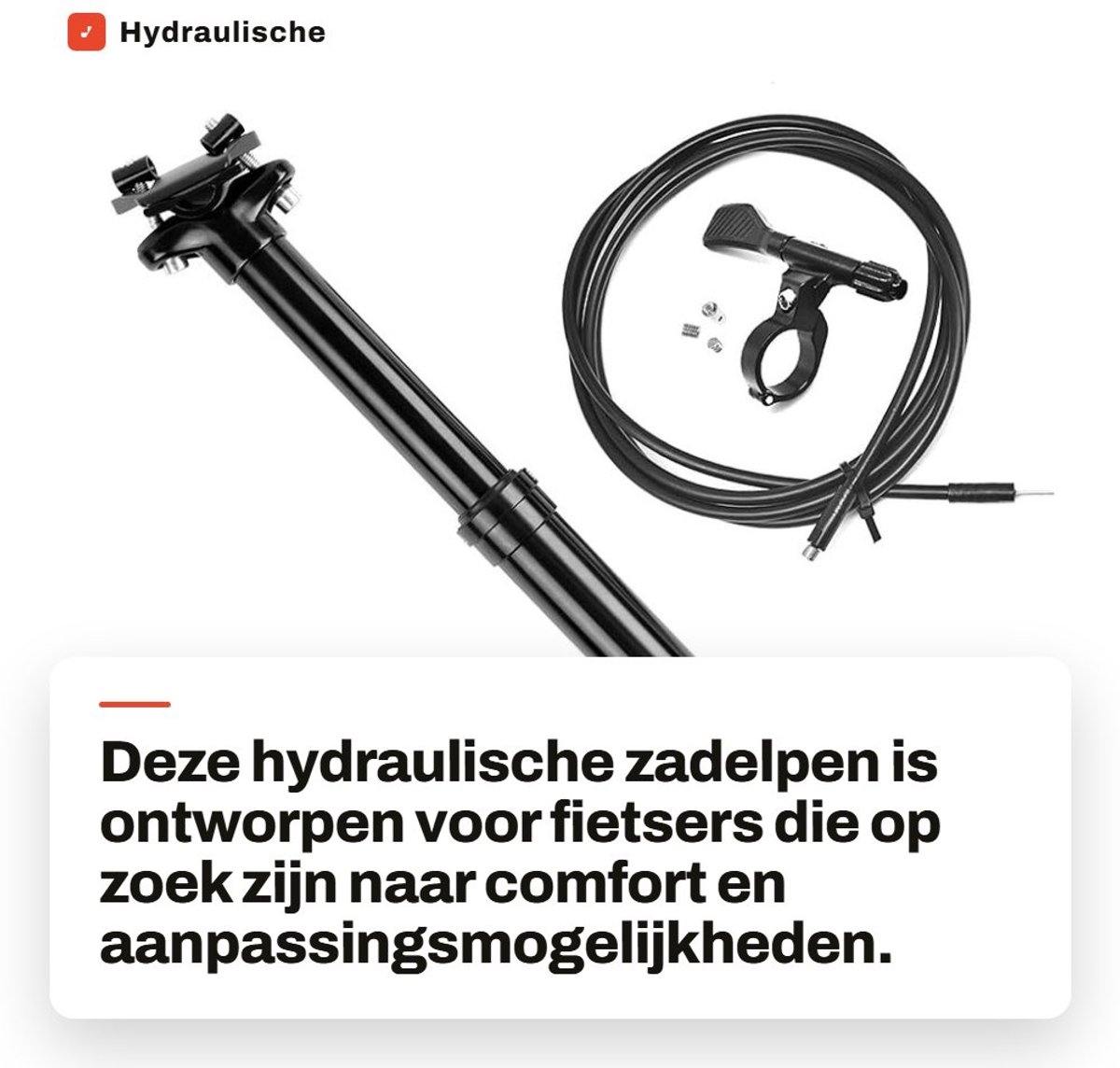 Dailygoods- Dropper Zadelpen 31,6 x 345 mm - Hydraulische Zadelbuis - Hoogte Verstelbaar 0-100 mm - Interne Kabel - Afstandsbediening - Geschikt voor MTB/BMX - Verstelbare Zadelpen