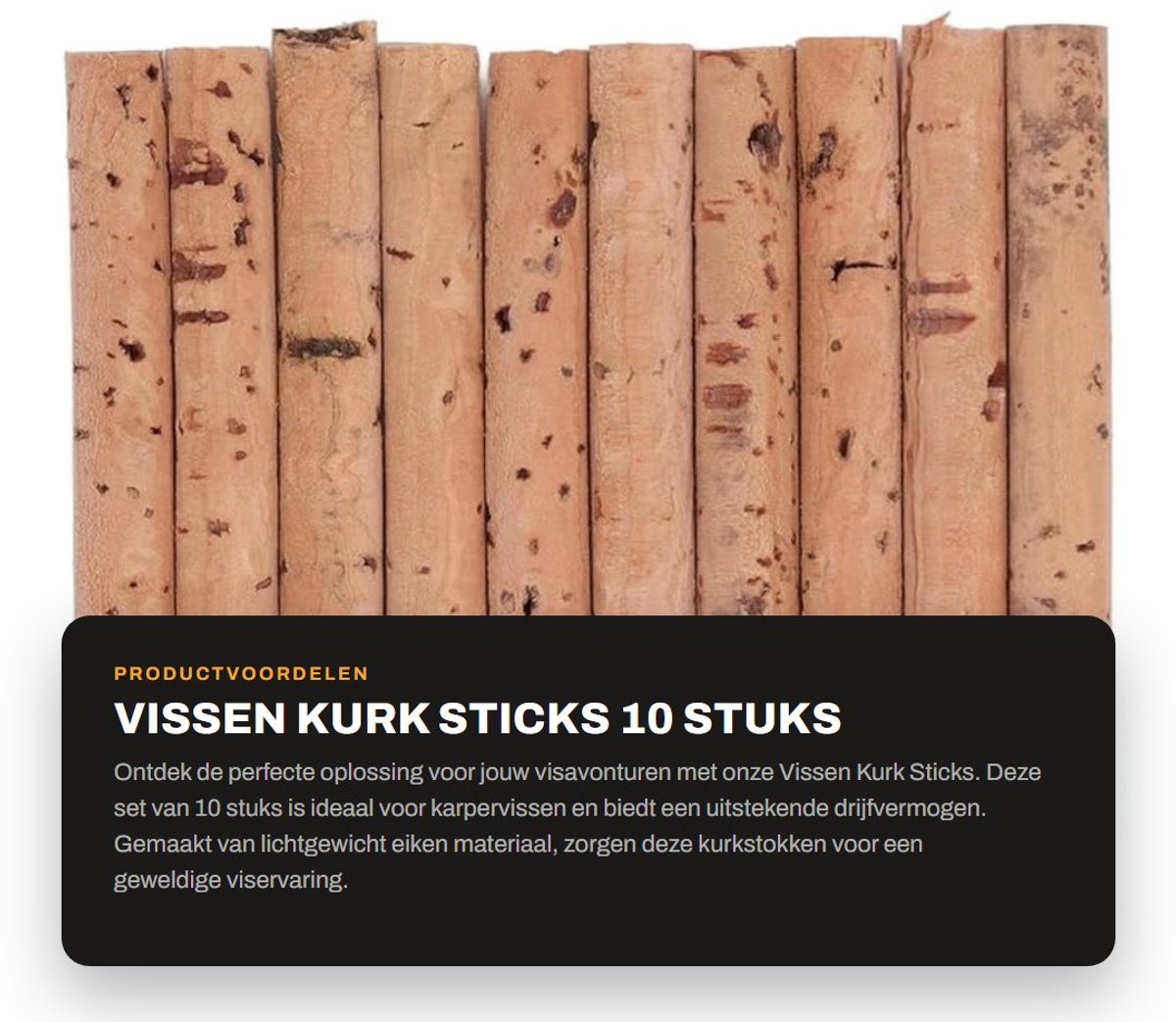 Dailygoods- Kurksticks Eikenmateriaal - 10 Stuks - Lichtgewicht - Drijvend - Eenvoudig te gebruiken - Draagbaar - Aas