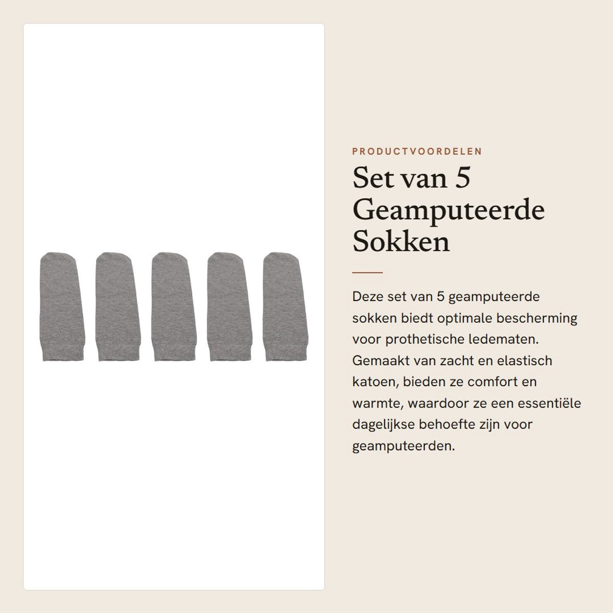 Dailygoods- Stomp Sokken 5 Stuks - Geamputeerde Sokken - Zachte Katoenen Sokken - Elastische Sokken - Beschermende Sokken - Ademend en Comfortabel