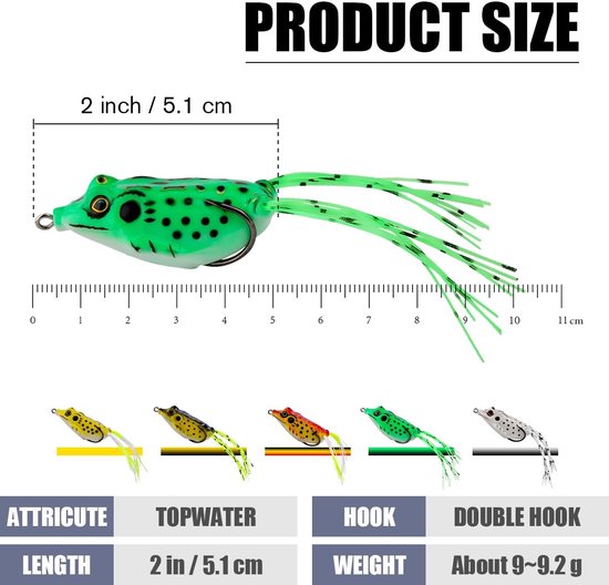 Dailygoods- Swimbait Bionisch Ontwerp - Zachte Kikker - Topwater Lokt - Onkruidloos - 5 Stuks - Dubbele Haak - Kunstaas van Dailygoods — afbeelding 3