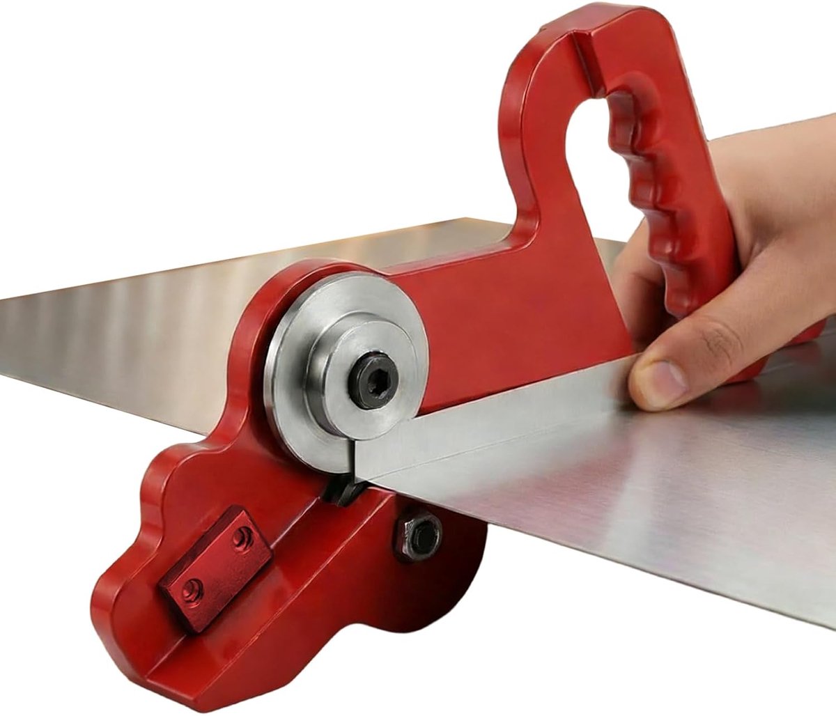 Metaalplaat Snijder - Handgereedschap Metaal - Precisie Werk - Dubbelwiel Mechanisme - 30 cm - Rood