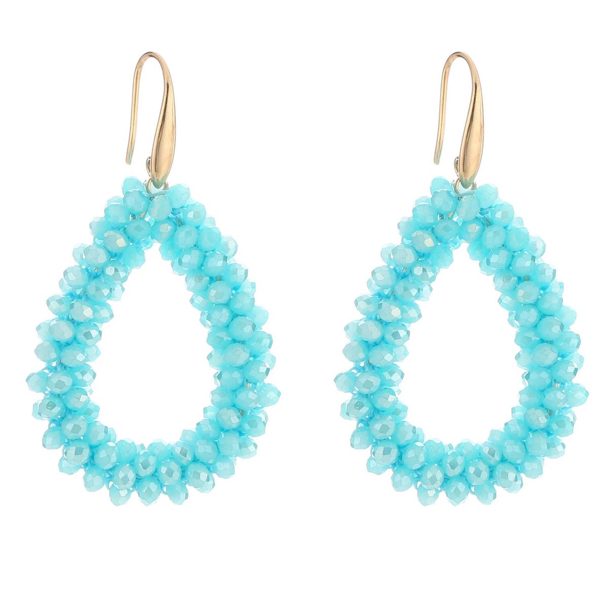Michelle Bijou Oorbellen Strass Kralen goud blauw