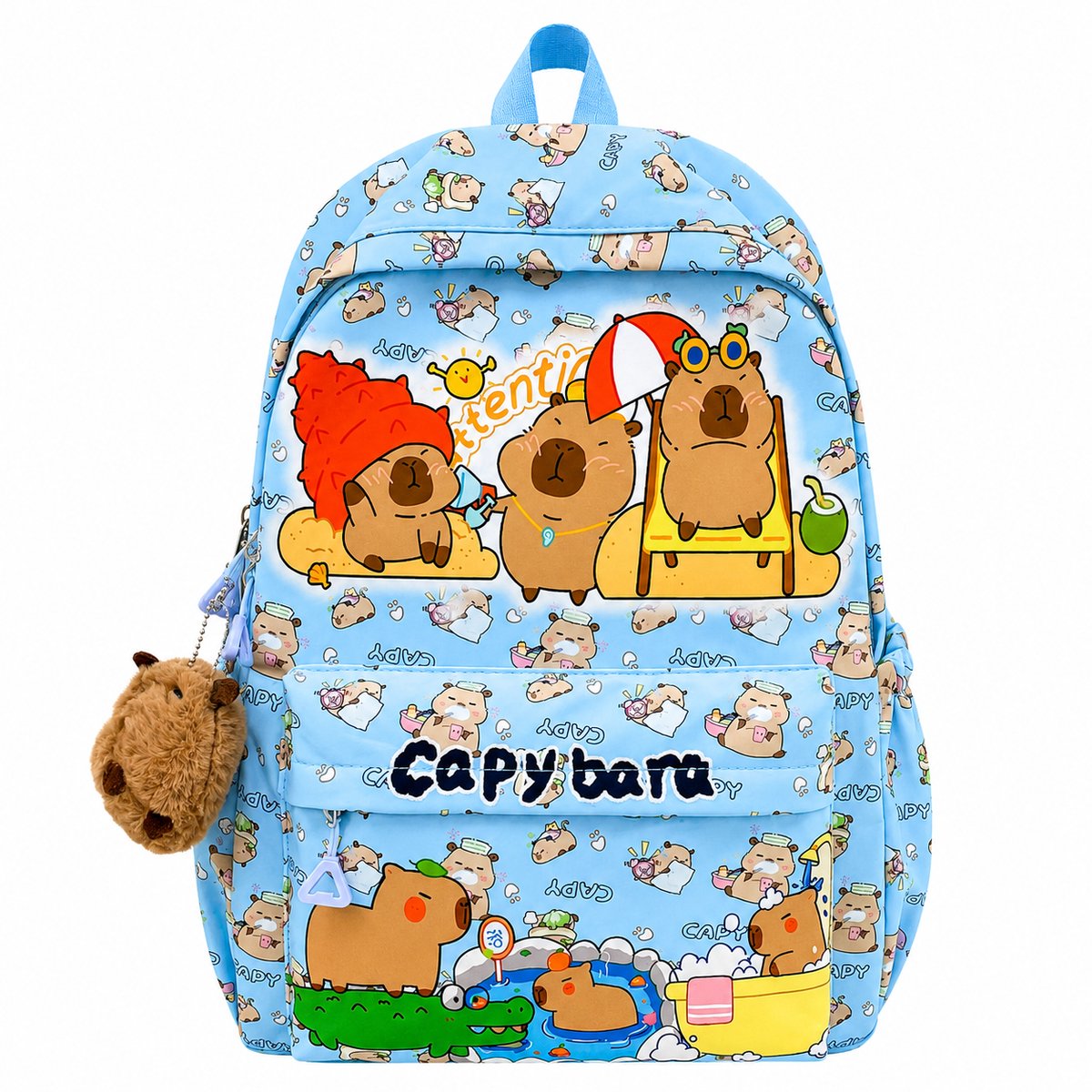 Casalora Rugzak—Capybara Rugzak—Studentenrugzak—【includes a Capybara charm】—Unisex—（Groep 3–8）— Hoogte 42 cm