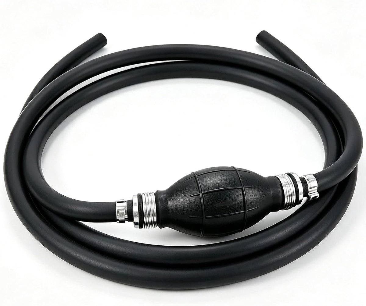 KZQ Brandstofslang met knijpbal - 5/16 inch (8 mm) x 210 cm - Binnendiameter brandstofslang voor buitenboordmotoren - Draagbare vloeistofsifonpomp - Geschikt voor scheepsmotoren en buitenboordmotoren