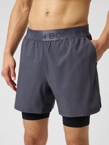 Björn Borg 2 in 1 Sportbroek Heren Hardloop Broek Met Tight - Met Zakken - Asphalt Grijs - Maat M
