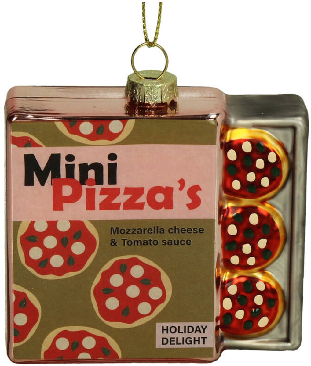 HD Collection Glazen Kerstornament Pizza Bites – Meerkleurig – 8,8 cm – Kerstboom Hanger – Grappige Kerstdecoratie