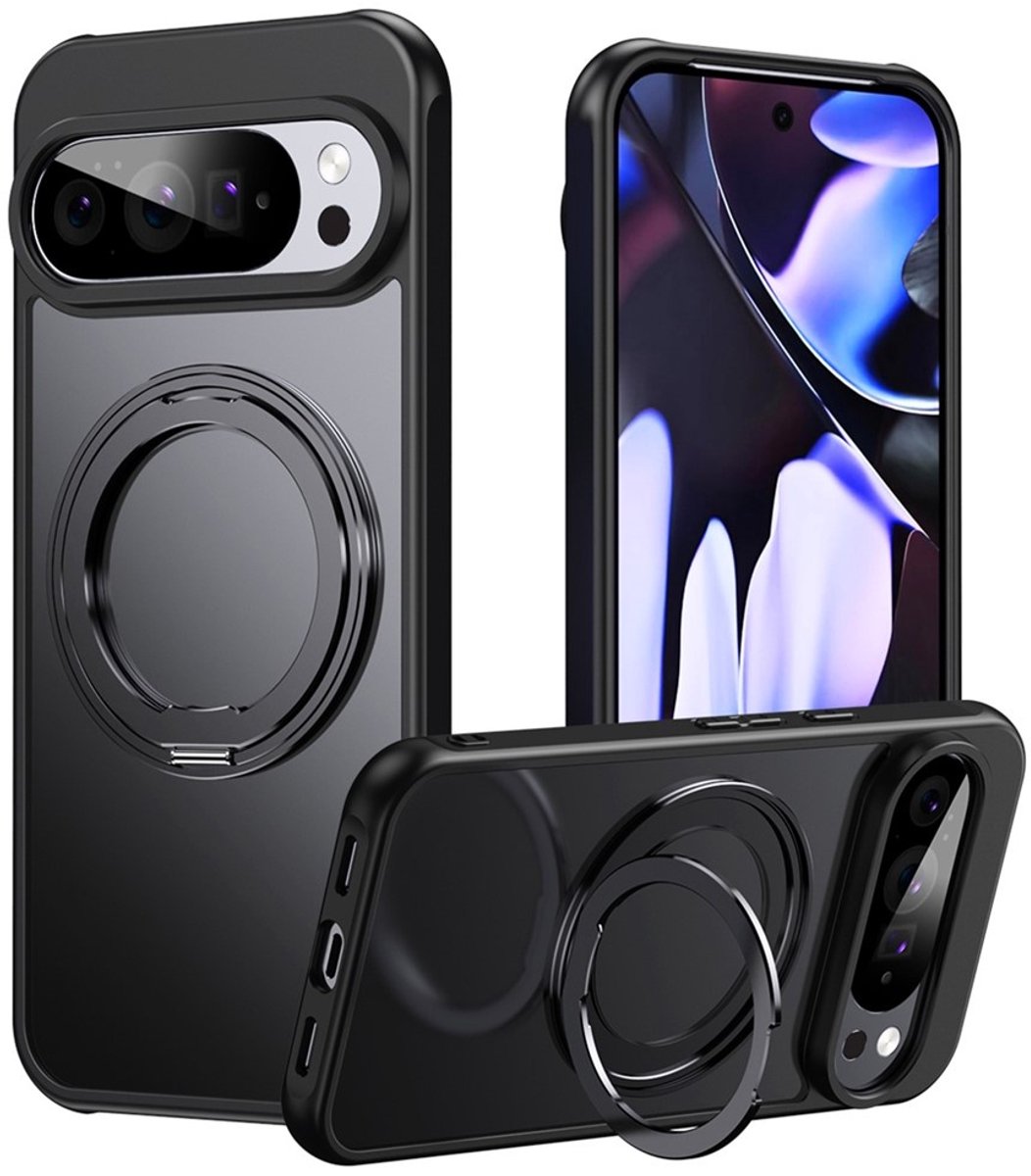 Coverup Hoesje - Geschikt voor Google Pixel 11 Pro XL Hoesje - Coverup TPU Back Cover met 360° MagSafe Ring Kickstand - Zwart