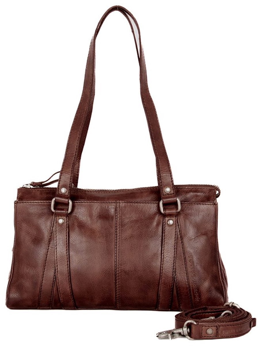 Leren Handtas - Christabelle - Donkerbruin