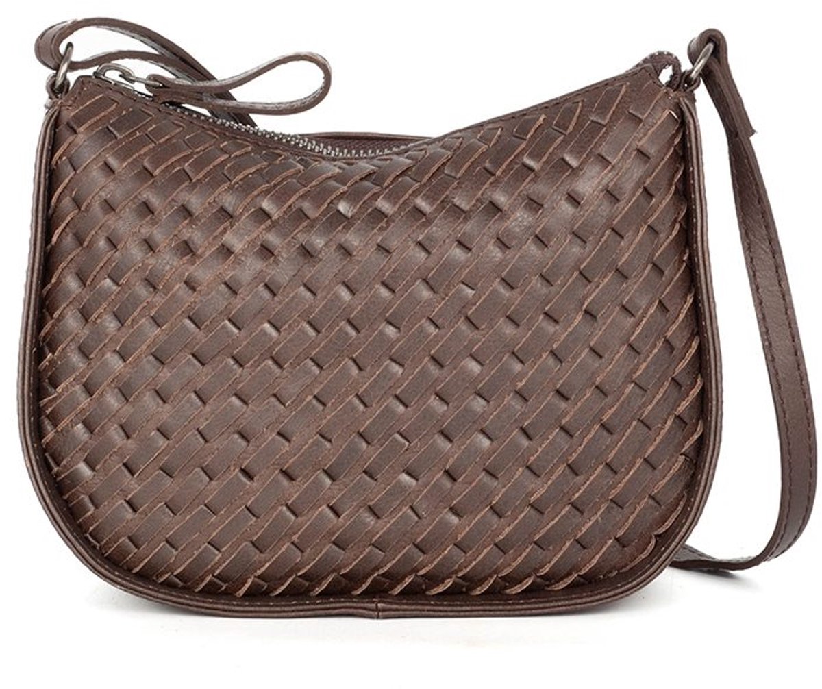 Leren Crossbodytas - Juna - Donkerbruin