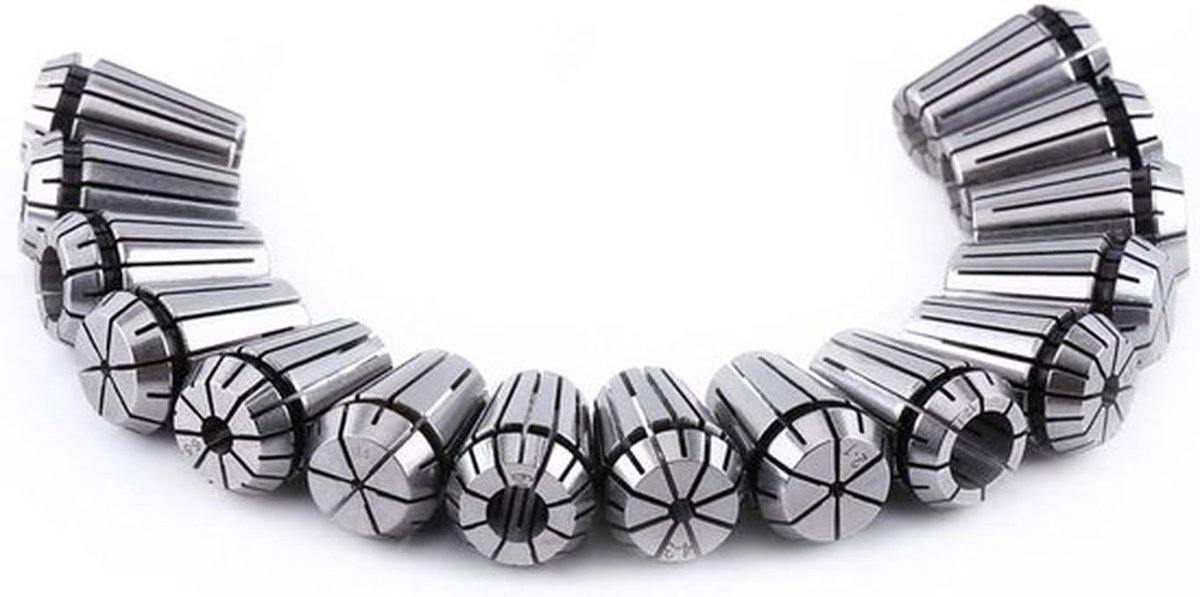 Veerspantangenset - CNC graveermachine - Freesdraaibankgereedschap - Routercollet - Accessoires - Geschikt voor ER20 - 15-delige ER20 Spantangenset + 15pz - ER20 Metrische Spantangenset - 1 tot 13mm Vervangende Spantangen.
