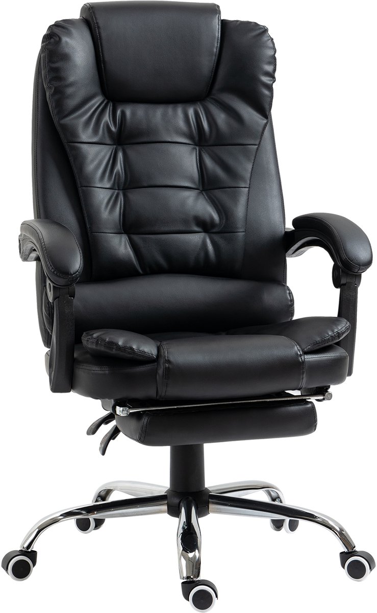 Bureaustoel - voor leidinggevenden - zeer comfortabel - rugleuning - kantelbaar - PU - 64,5 x 69 x 117 cm - zwart