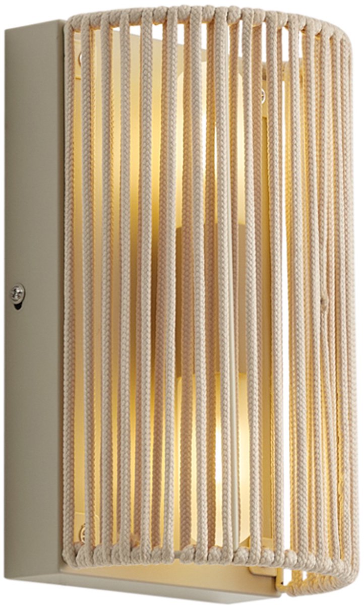 Qazqa japandi wandlamp, buitenlamp met glas voor in de tuin - Jayla - beige, max. 8W, geschikt voor led, 12.7cm, IP44, 2-lichts