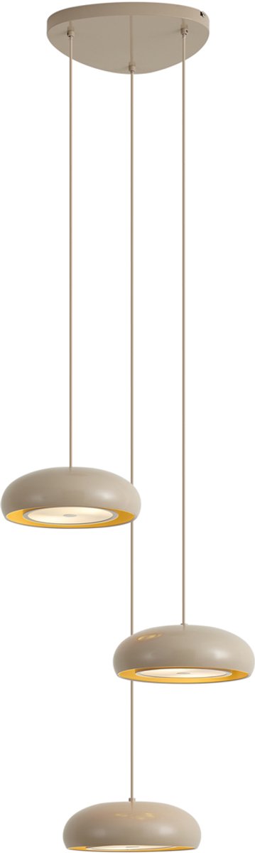 Qazqa retro hanglamp - Macaron - taupe, rond, 6-lichts, 47.5cm, ideaal als woonkamer lamp