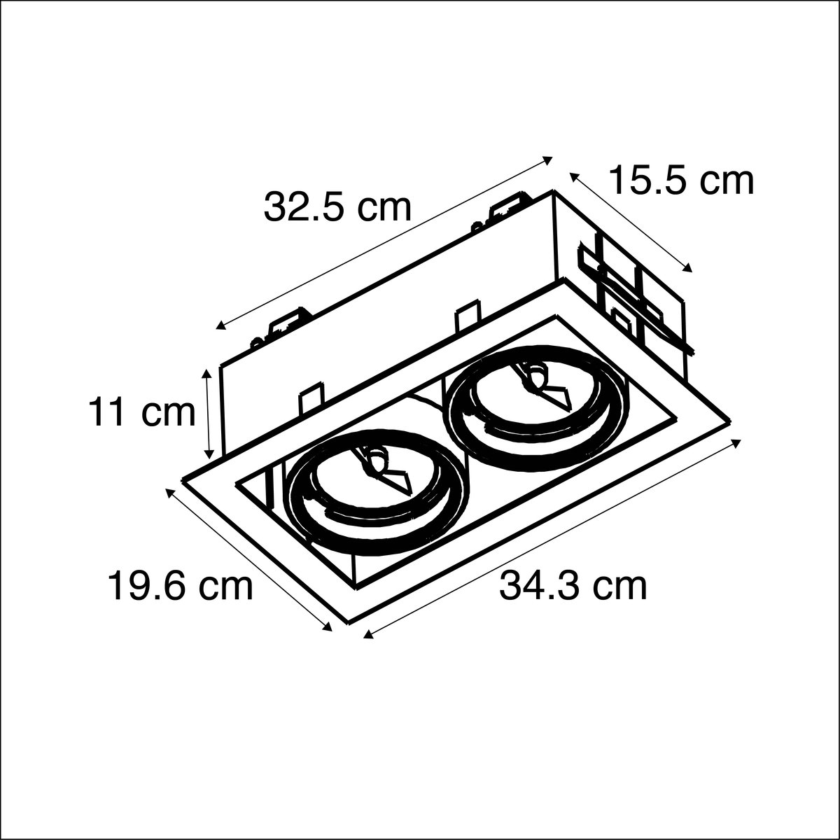 Qazqa inbouwspot, inbouwlamp - 45474 - , max. 50W, geschikt voor led, 12V, transformator benodigd, 34.3cm, 2-lichts, ideaal als hal, keuken en