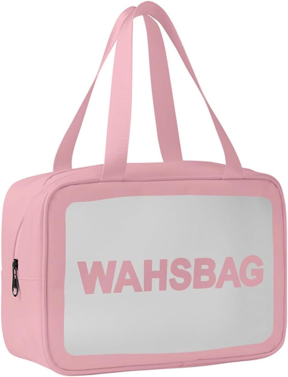 Transparante make-uptas - Roze - 31 x 12 x 21 cm - Waterdichte Toilettas met Scheiding voor Dames