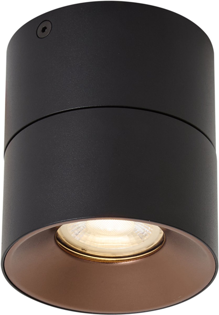 Qazqa verstelbare spot, opbouwspot, plafondspot - Echo - zwart , max. 10W, geschikt voor led, 9cm, rond, ideaal als hal, keuken, slaapkamer en