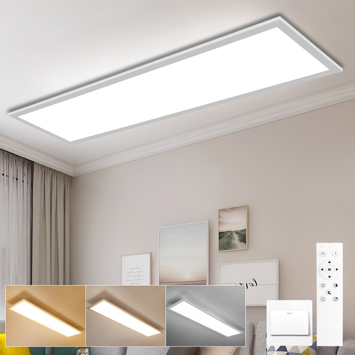 Oraymin LED Plafondlamp 100x25 cm - 30W 3300LM - Dimbaar - 3000-6500K - Met Afstandsbediening