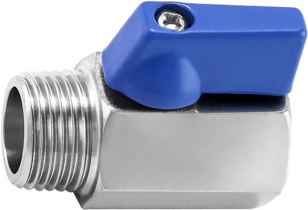 Mini kogelkraan RVS - PN63 - 1/2 inch - Vrouwelijk x mannelijk draad - Stopkraan - Geschikt voor waterleiding - Zilver Mini kogelkraan RVS mini kogelkraan PN63 1/2" vrouwelijk x mannelijk draad stopkraan.