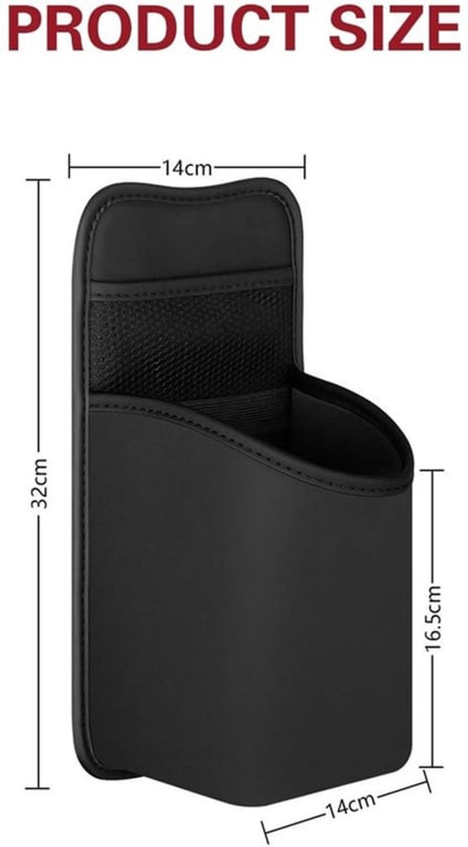 Zijorganizer Zwart - Multifunctionele Hangtas - Suède Zitting - Universele Interieuraccessoires - 36x14,5x9 cm - 1 Stuk - Autostoeltas