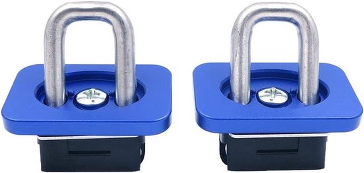 Vrachtwagen vastbinden ankers - Roestvrij - Intrekbaar - Blauw - Accessoires - Geschikt voor Vrachtwagens - RVS Model - Set van 2