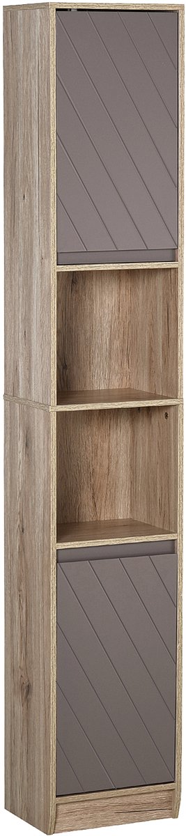 HOMCOM Badkamerkast - Hout - 30x24x170cm - Grijs