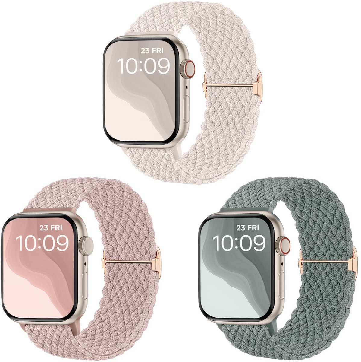 Solidchoice - Elastische Gevlochten Armband voor Apple Watch 38mm tot 49mm