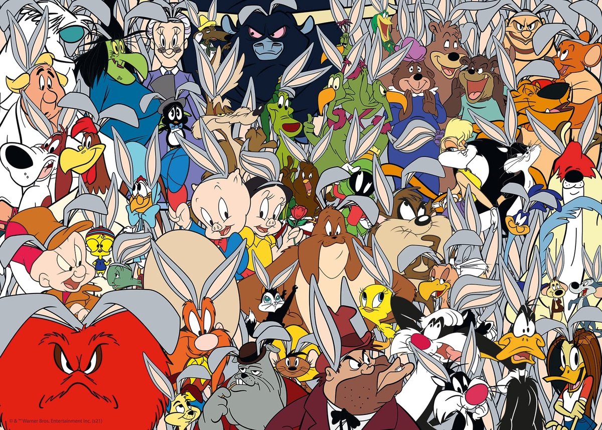 Solidchoice - Looney Tunes Uitdaging Puzzel van 1000 Stukken voor Jongeren en Volwassenen