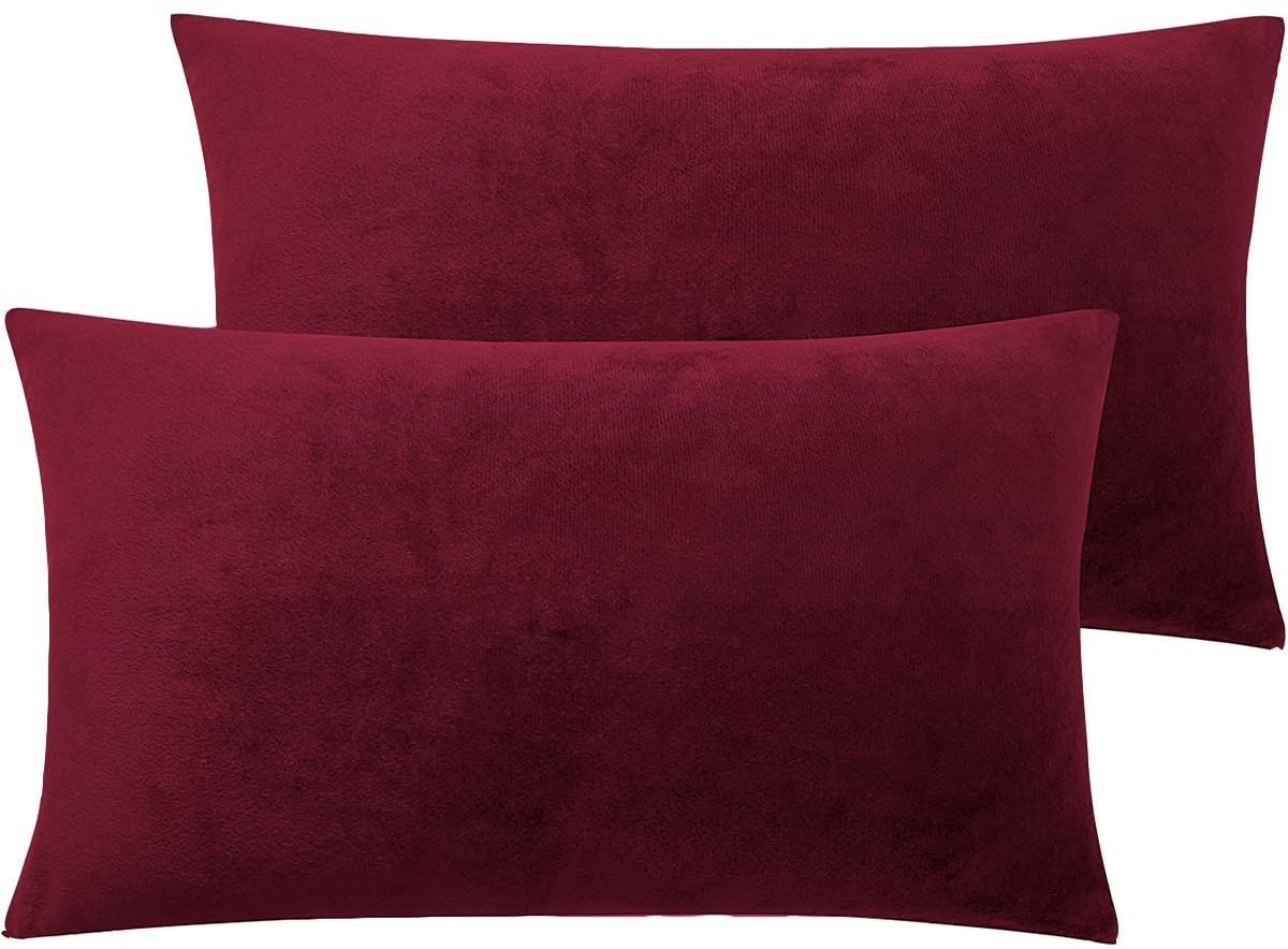 Solidchoice - Set van 2 Fluwelen Kussenhoezen 40 x 80 cm in Rood