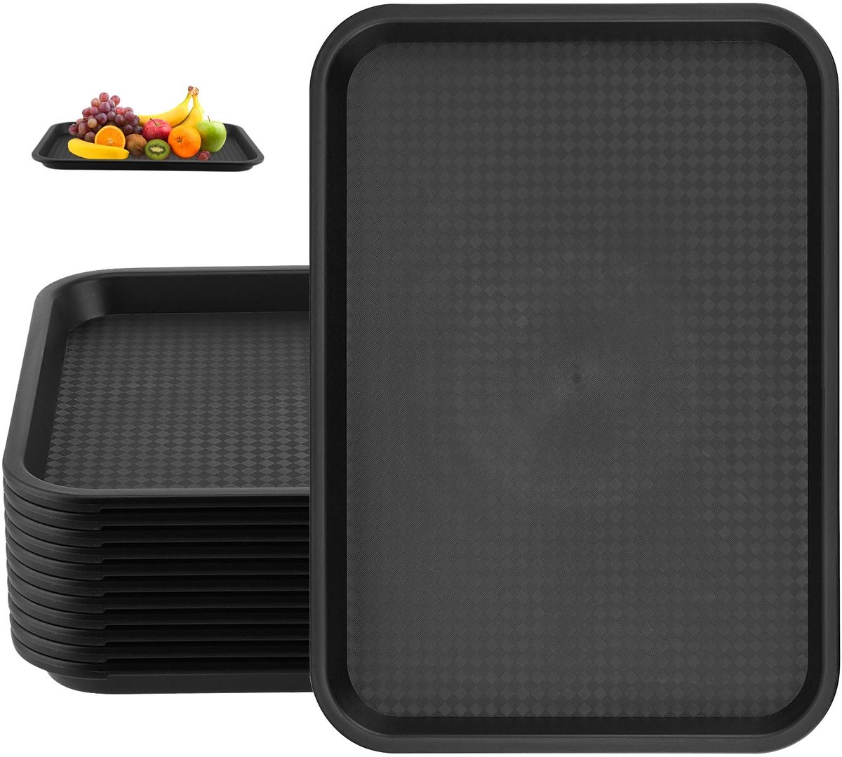 Solidchoice - Set van 12 Rechthoekige Plastic Dienbladen