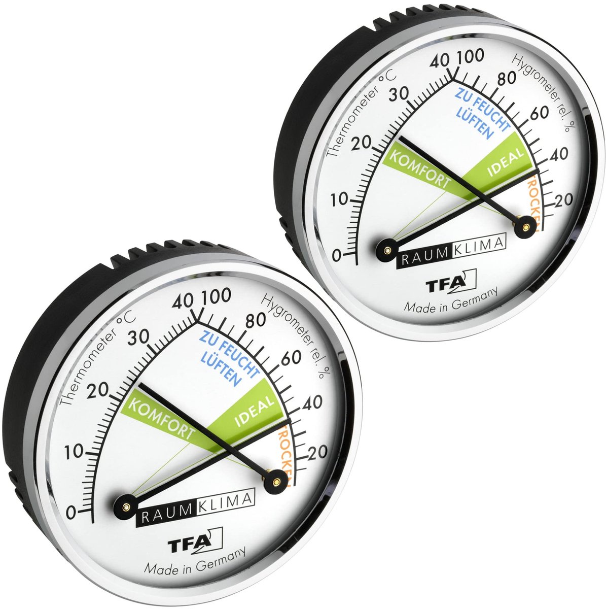 Solidchoice - Set van 2 Thermo-Analoge Thermometers met Hygrometer