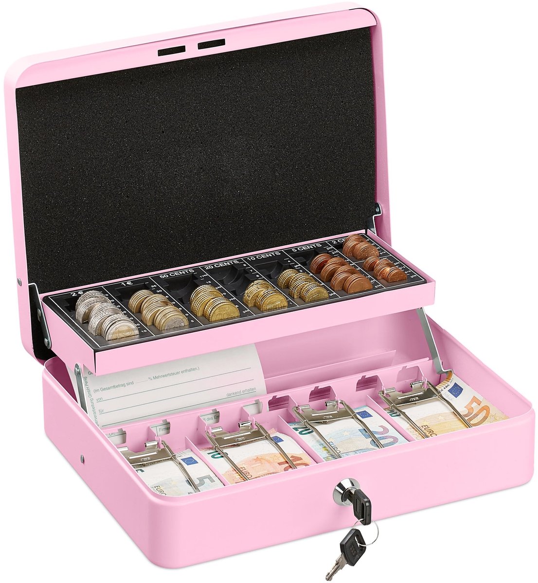 Solidchoice - Geldbox met Slot en Compartimenten voor Munten en Briefgeld