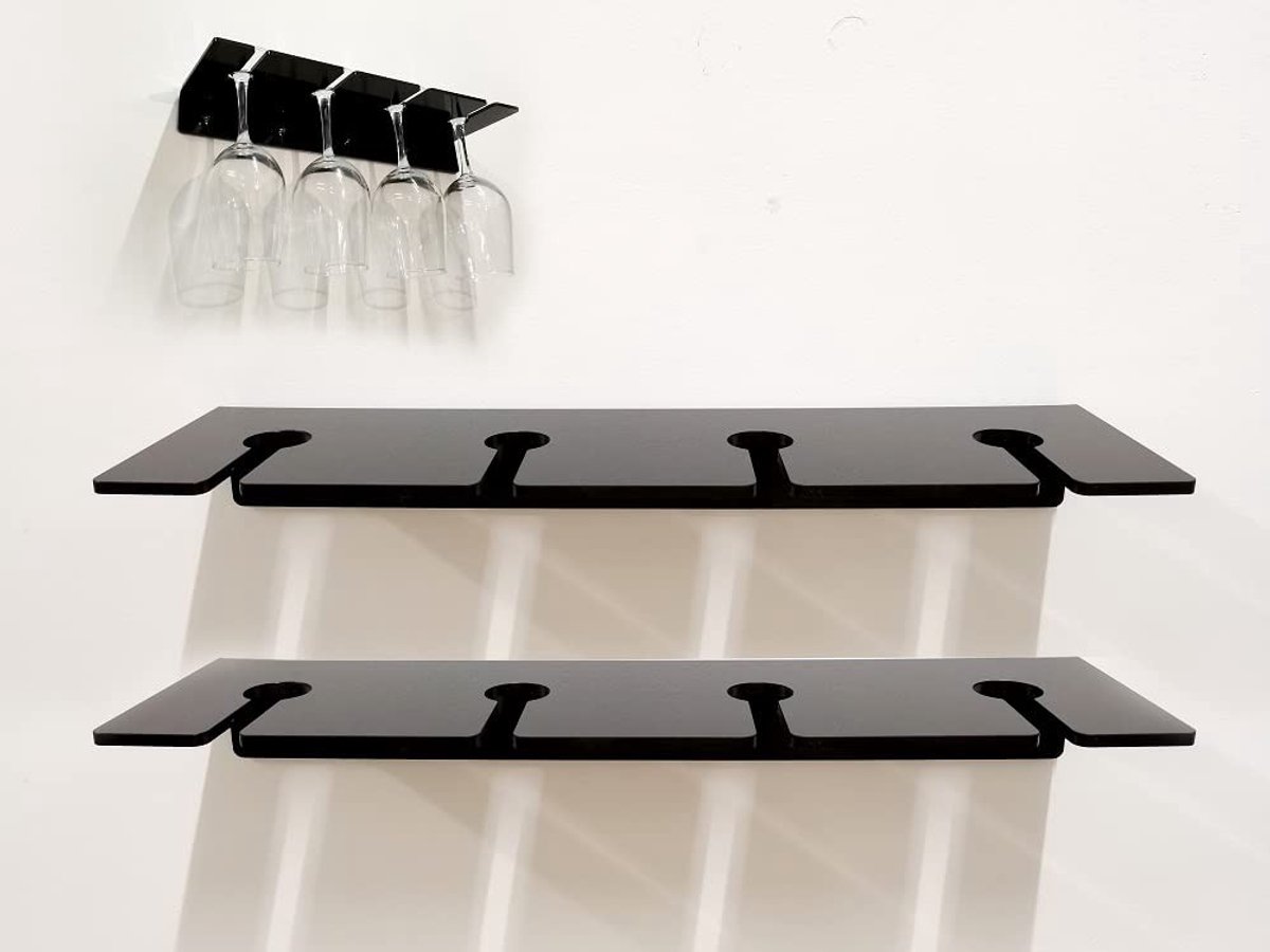 Solidchoice - Set van 2 Wandgemonteerde Acryl Wijnglas Houder