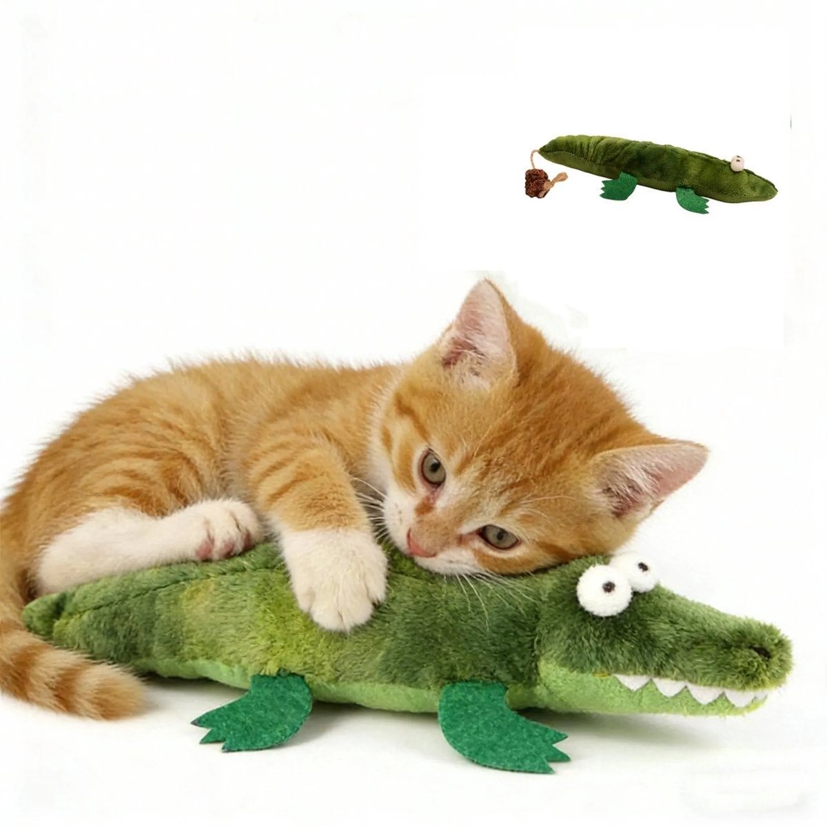 Casalora Kat Kauwspeelgoed Pluche Krokodil met Fruitstaart – Met Kattenkruid & Silvervine – Piepend Interactief Kattenspeelgoed – Tandverzorging – Voor Kitten & Volwassen Katten