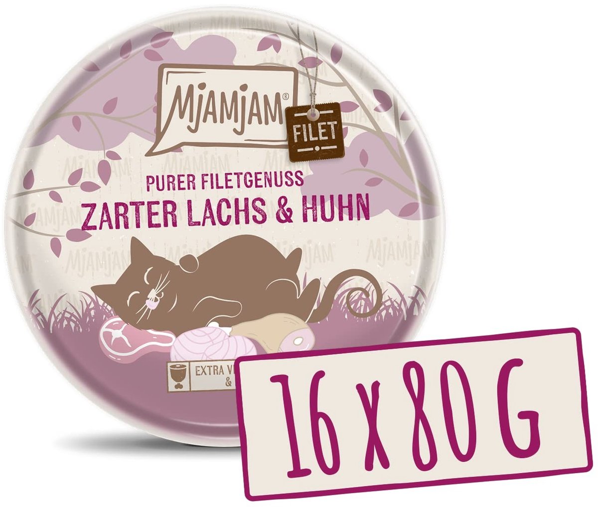 Solidchoice - Premium Natvoer voor Katten - Zacht Zalm & Kipfilet 80 g, Set van 16 (16 x 80 g), Natuurlijk met Extra Vlees
