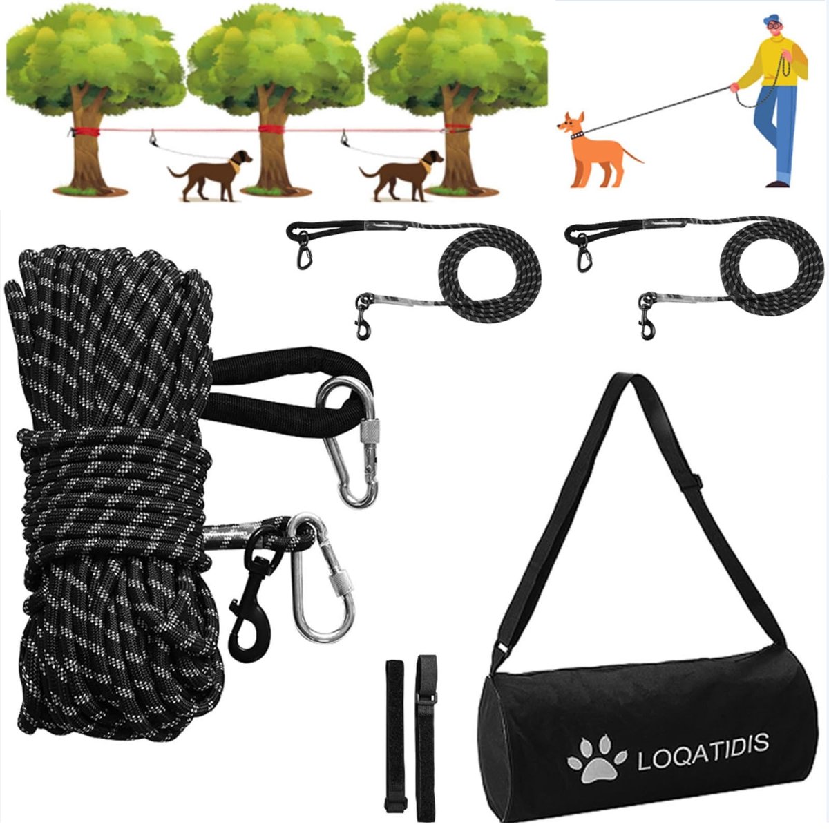 Solidchoice - 3-in-1 Hondenriem met Draagbare Trolley
