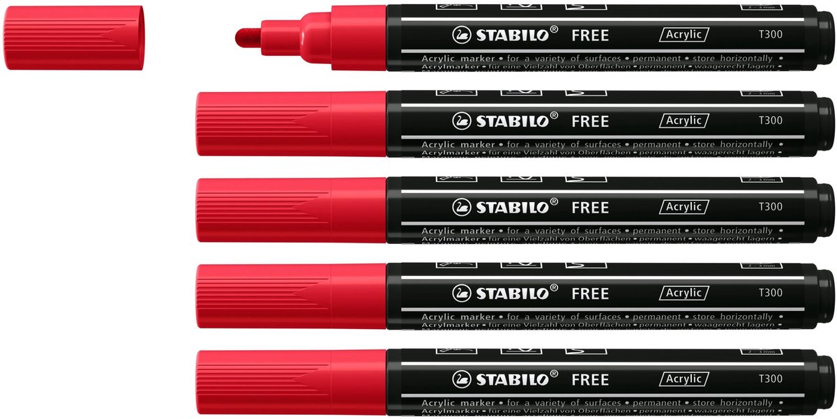 Solidchoice - Set van 5 Acrylmarkers in Karmijnrood voor Diverse Toepassingen