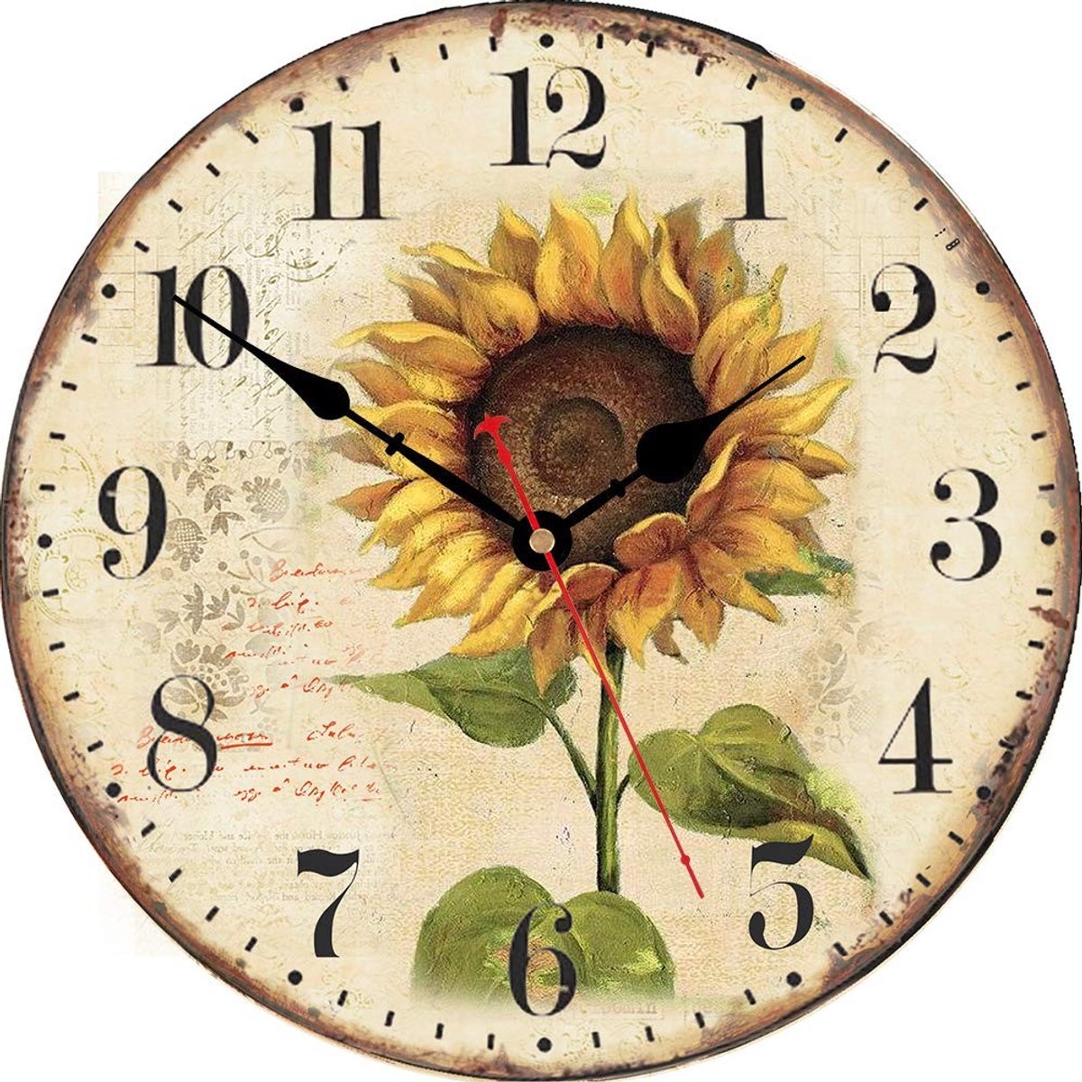 Solidchoice - Decoratieve Wandklok met Vintage Bloemen 34 CM
