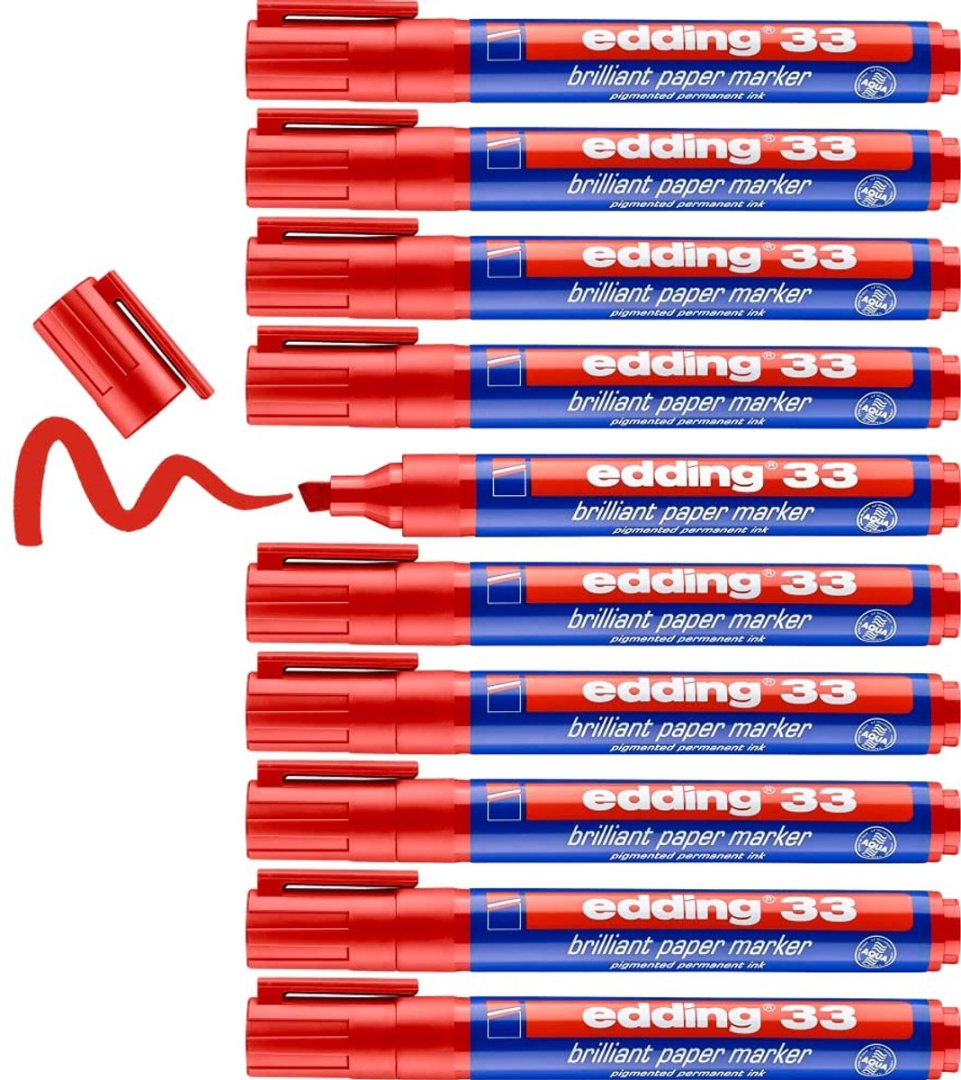 Solidchoice - Set van 10 Flip-Over Markers - Rood met Chisel Tip