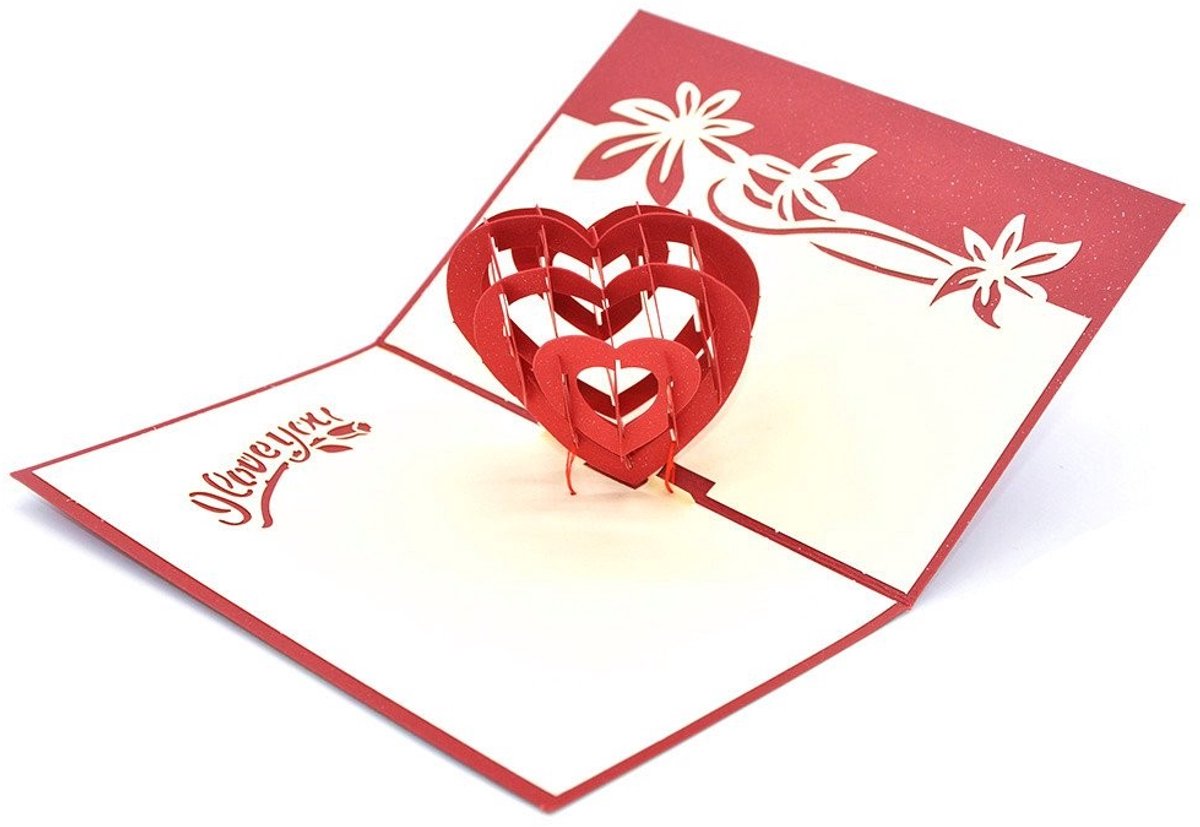 Solidchoice - 3D Pop Up Kaart voor Valentijnsdag met Hartontwerp