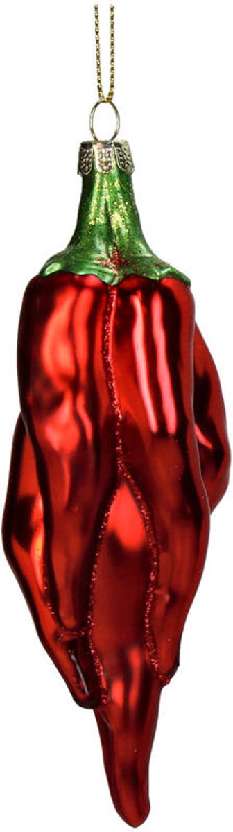 HD Collection Glazen Kerstornament Chilipeper – Rood – 14,6 cm – Kerstboom Hanger – Trendy Kerstdecoratie