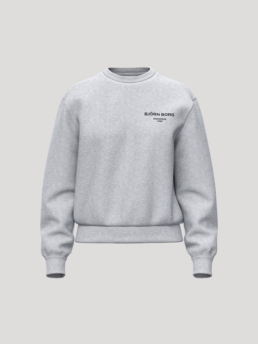 Björn Borg Essential 1 Trui Lange Mouw Dames Sweater - Vrouwen Trui - Lichtgrijs - Maat XXL