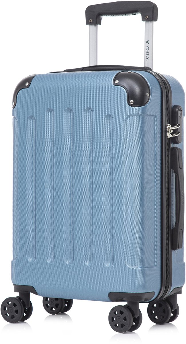 YONSLY Handbagage Koffer - 55cm - 40 L - Cijferslot- 360° Draaibare Wielen - Grijsblauw