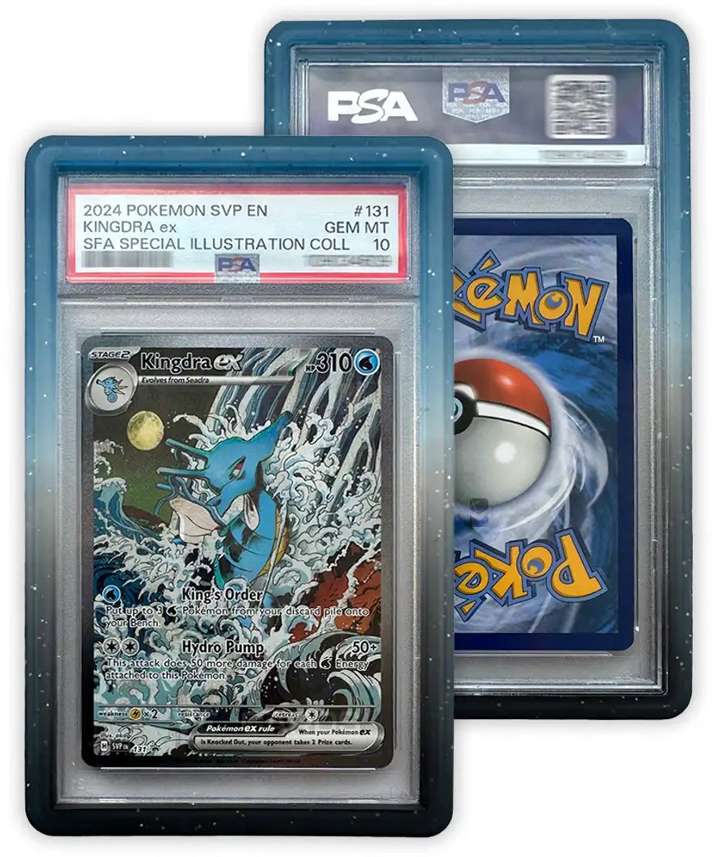 PSA Slab Guard - Siliconen Bumper voor PSA Graded Cards - Zwart/Blauw Gradient