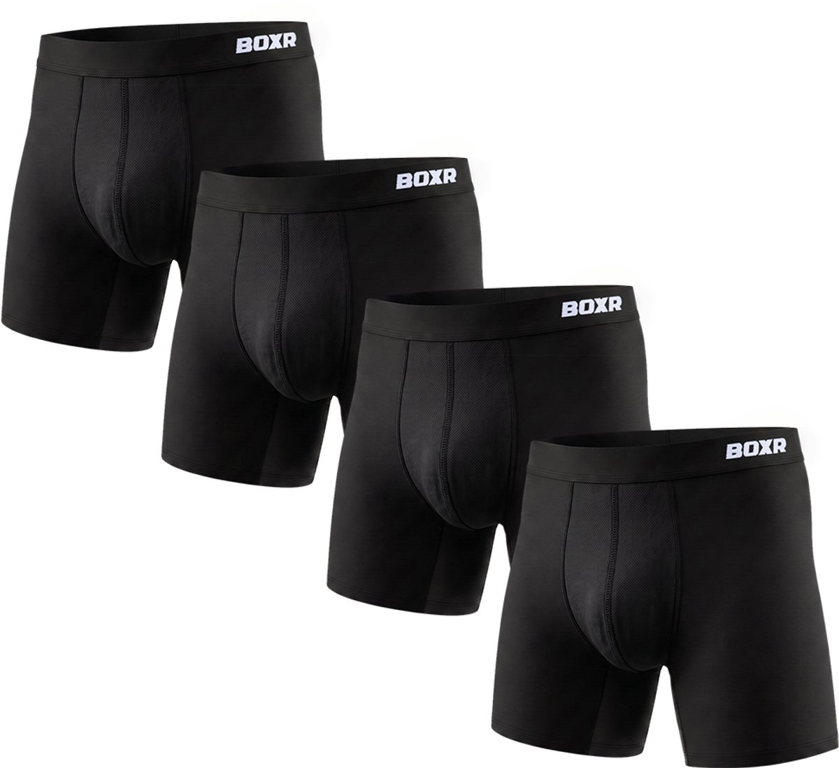 BOXR Active Boxershort Heren 4 Pack - Bamboe Ondergoed Heren - Lange Pijp & Anti-Schuurzones - Zijdezacht & Ademend - Heren Ondergoed - Onderbroeken Heren - Zwart - Maat XL