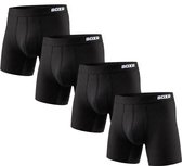 Set van vier zwarte BOXR boxershorts met een brede tailleband en BOXR logo.